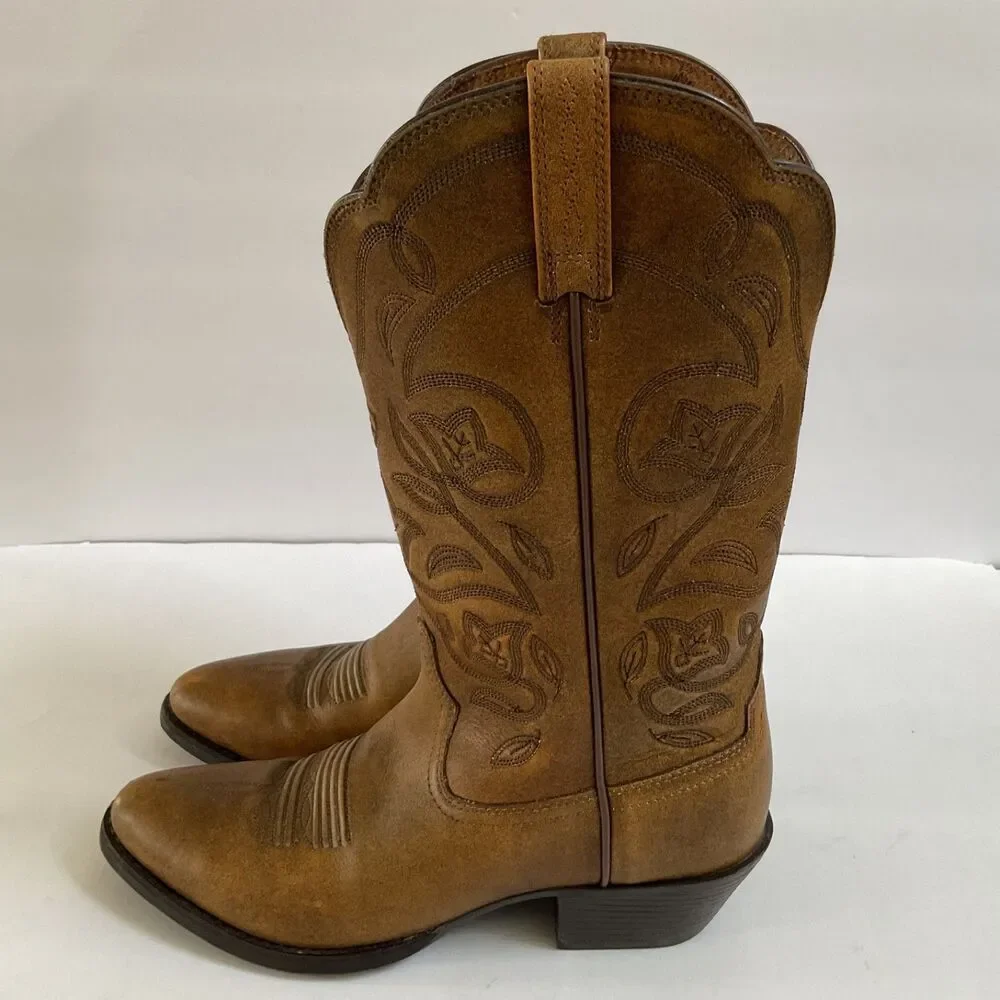 ARIAT Heritage R Toe Western Boots Sz 7.5B Copper Brown 10035999 Cowgirl - Picture 1 of 12